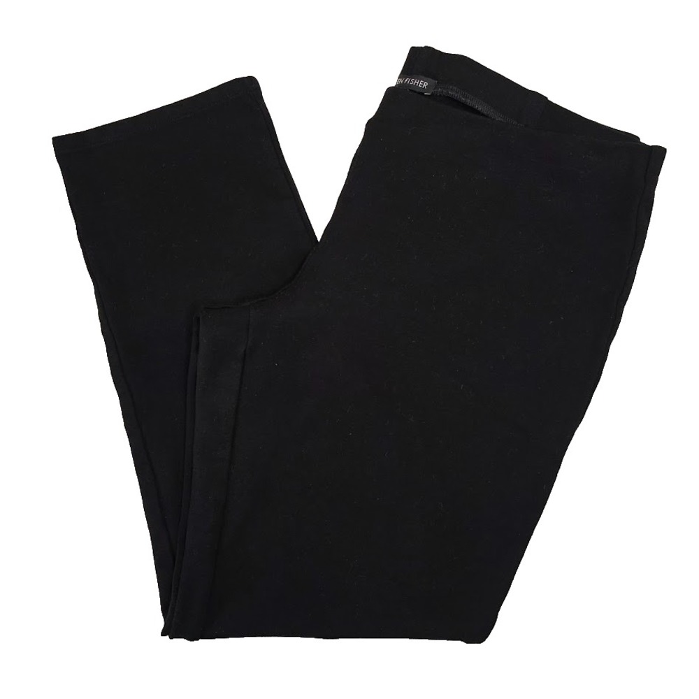 Eileen Fisher Size Medium Cropped Knit Pull-On Pants Slim‎ Fit Black Minimalist